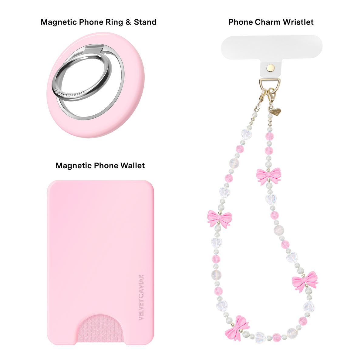 VELVET CAVIAR - 3pc Phone Accessory Gift Set - Strawbery Milk