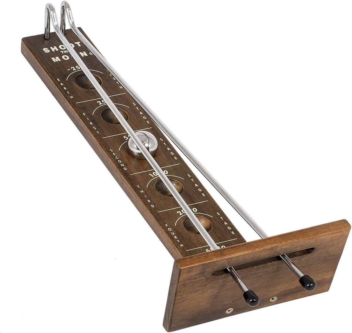 Wood Expressions - WE Games Shoot The Moon Board Game - Dark Stained Solid Wood - 17.5 in.