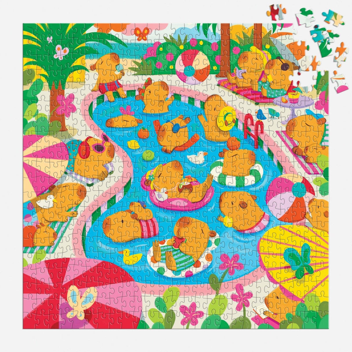 Mudpuppy - Capybara Pool Day 500 Piece Family Puzzle