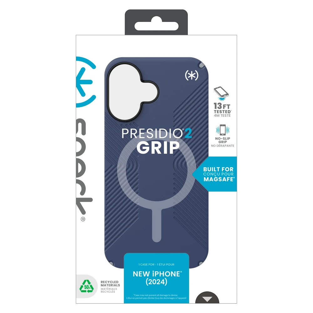 Speck - Presidio2 Grip MagSafe Case with for Apple iPhone 16 - Coastal Blue