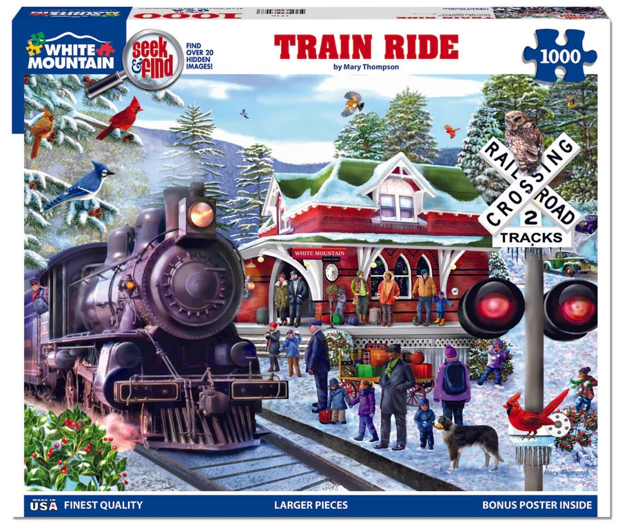White Mountain Train Ride - Seek & Find - 1000 Piece Jigsaw Puzzle