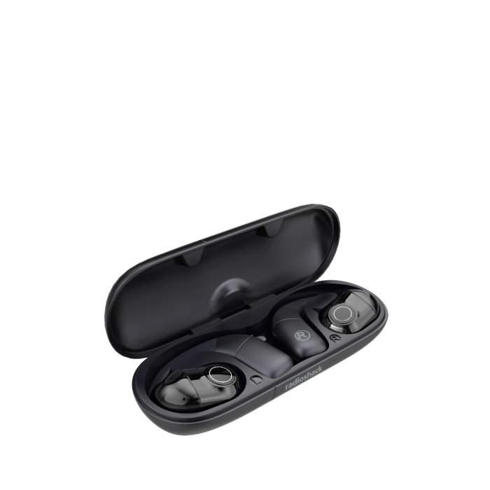 RadioShack ipx5 bass dynamic black tws earbuds with display