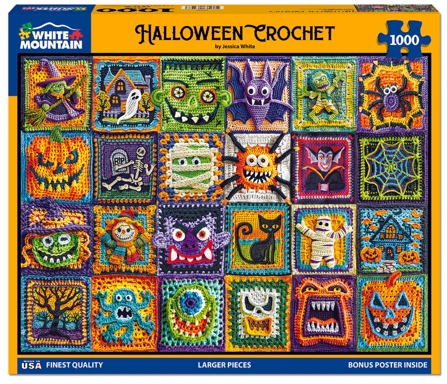 White Mountain Puzzles - Halloween Crochet- 1000 Piece Jigsaw Puzzle