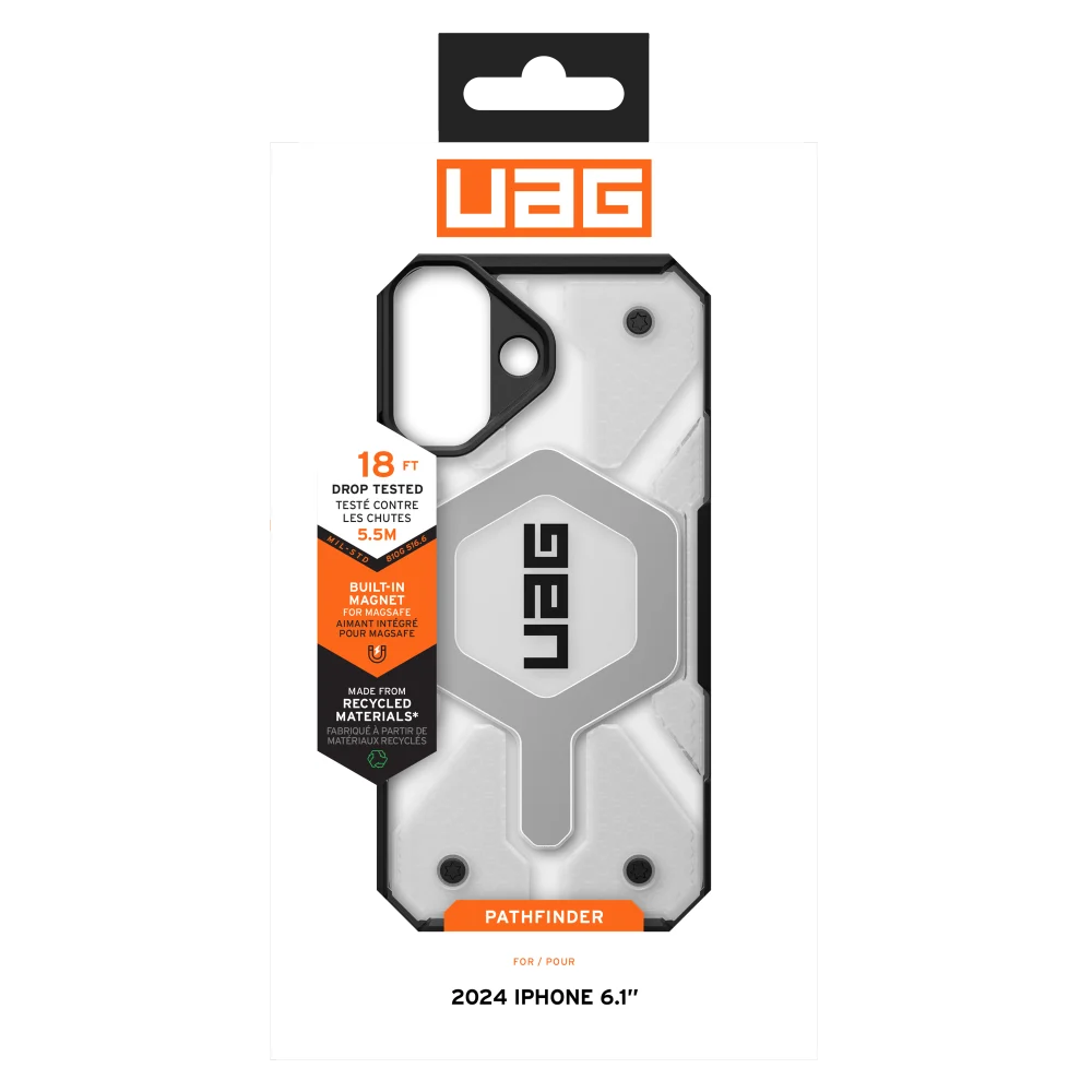 Urban Armor Gear (UAG) - Pathfinder Clear MagSafe Case for Apple iPhone 16 - Ice