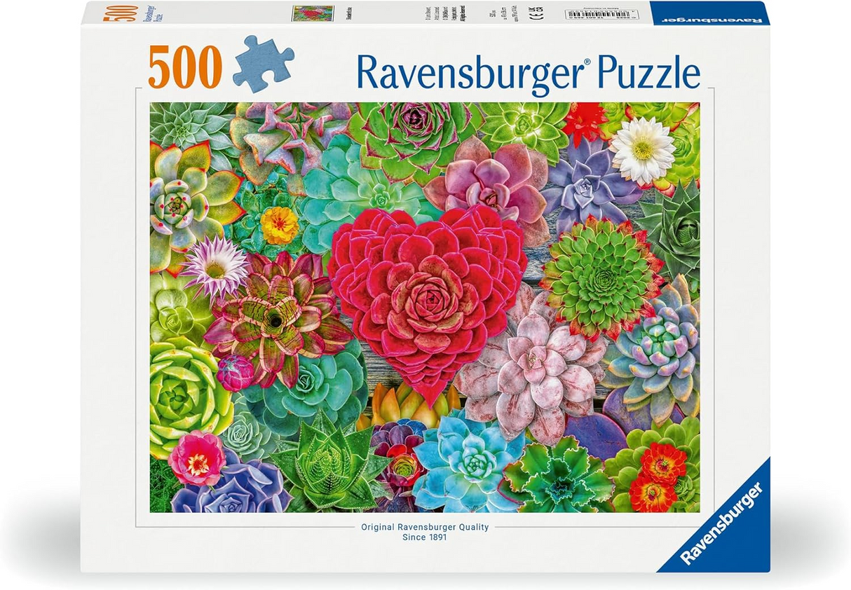 Ravensburger Succulent Love 500 Piece Jigsaw Puzzle | Visually Calming Design | Air-Purifying Plant Theme | FSC-Certified Materials