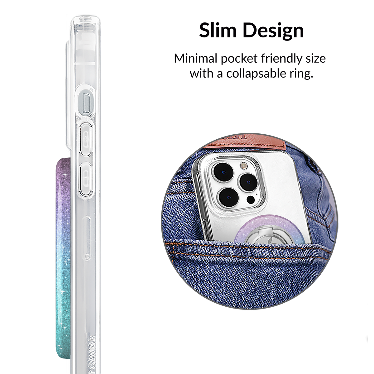 VELVET CAVIAR - Magnetic Phone Ring & Stand - Ombre Stardust Glitter
