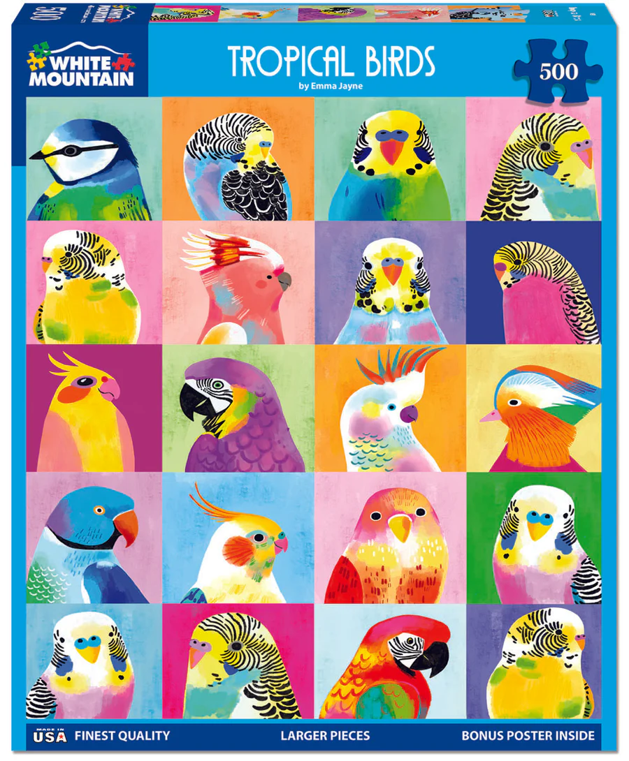 White Mountain Puzzles - Tropical Birds - 500 Piece Jigsaw Puzzle