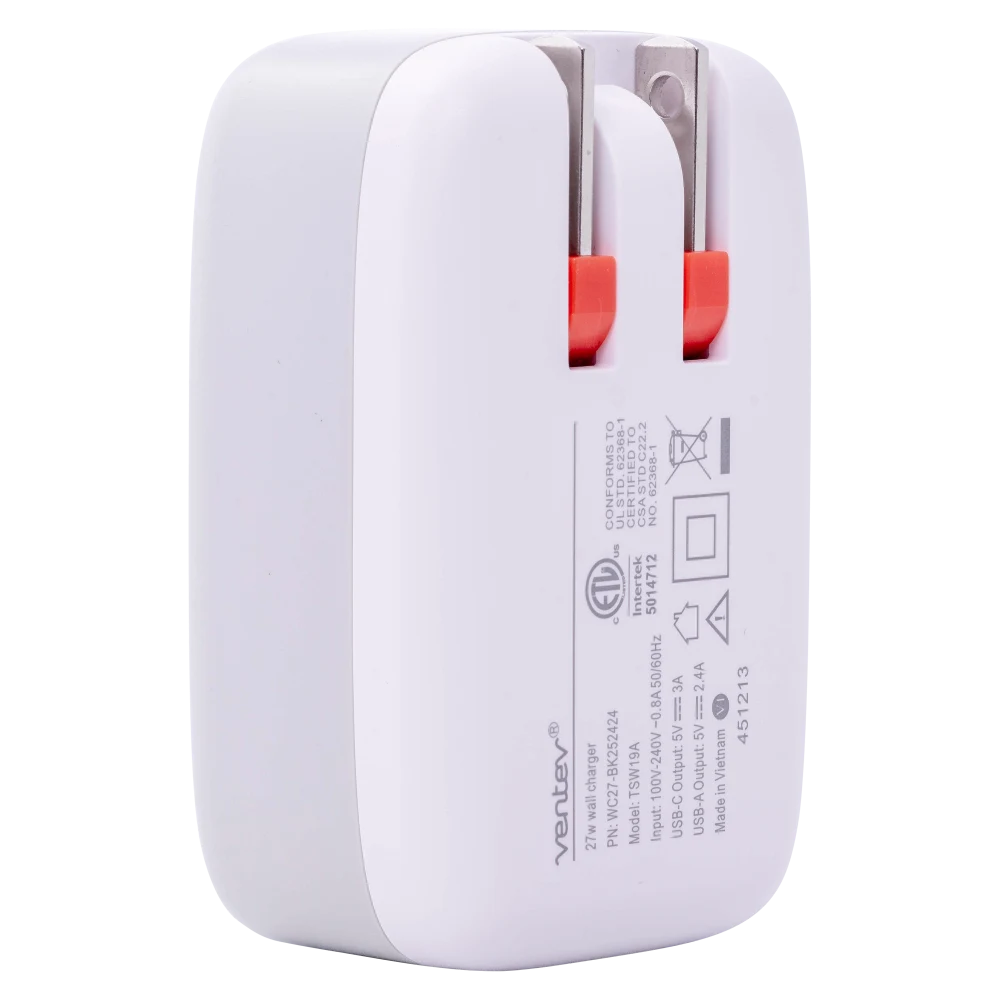 Ventev - 27W ULTRAFAST USB C and USB A Universal Wall Charger - Gray