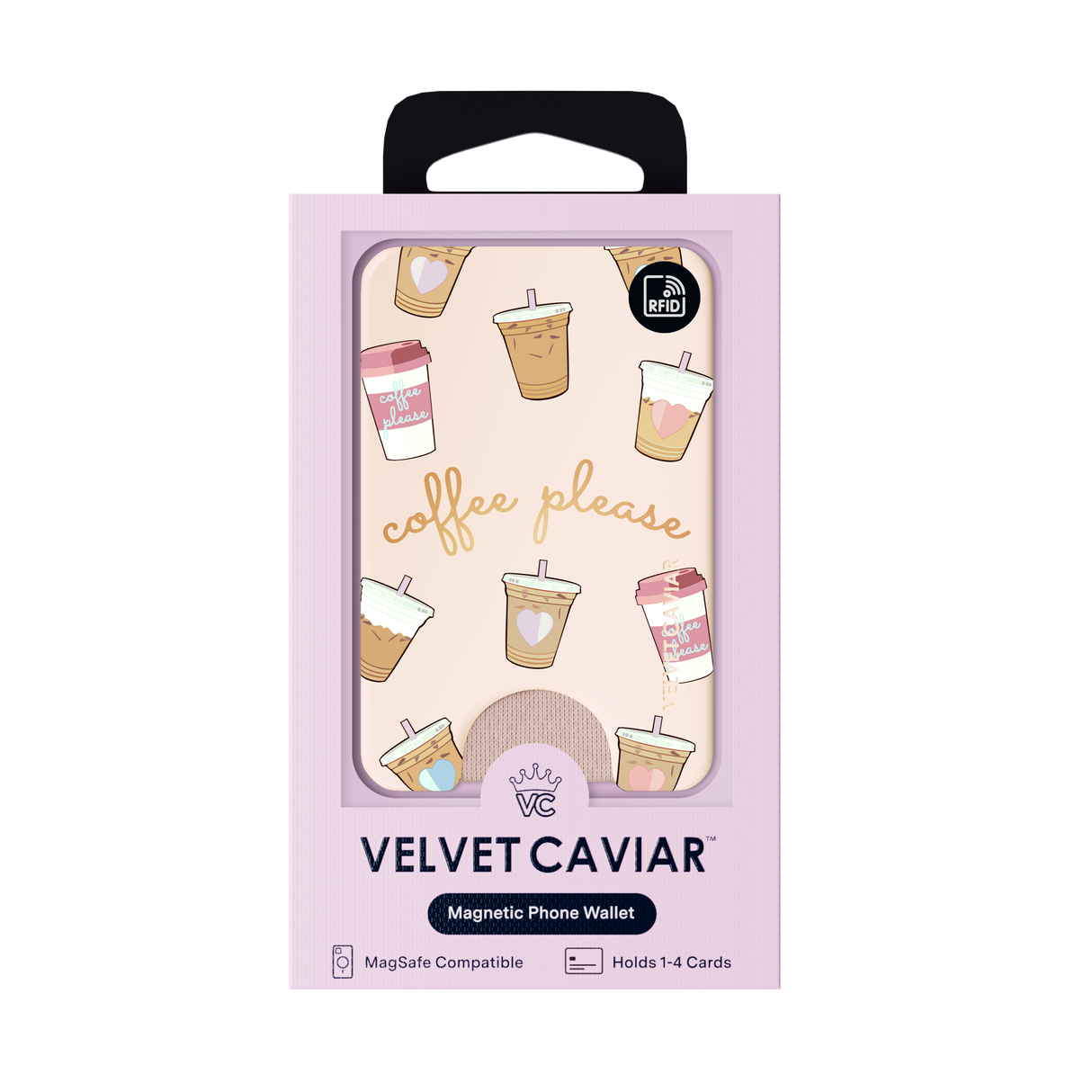 VELVET CAVIAR - Magnetic Phone Wallet- Coffee Please
