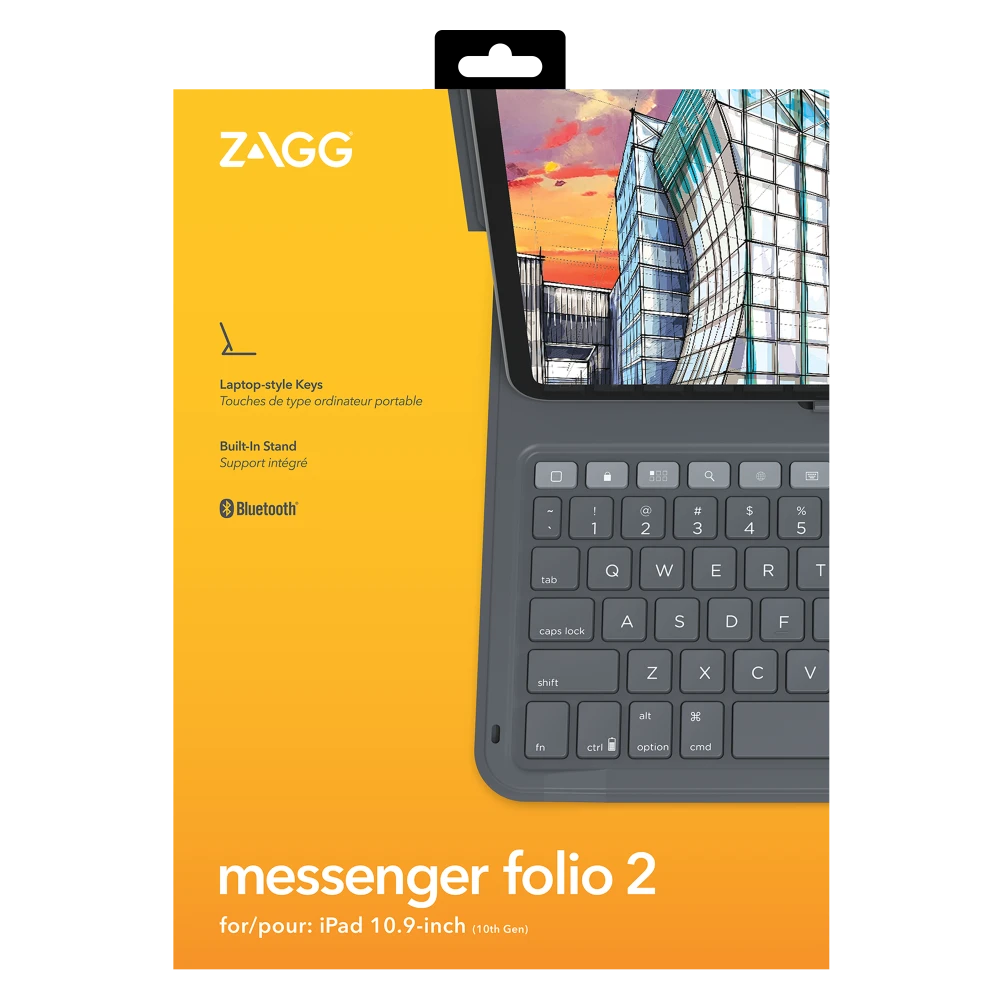 ZAGG - Messenger Folio 2 Keyboard and Case for Apple iPad 10.9 / iPad 11th Gen - Charcoal