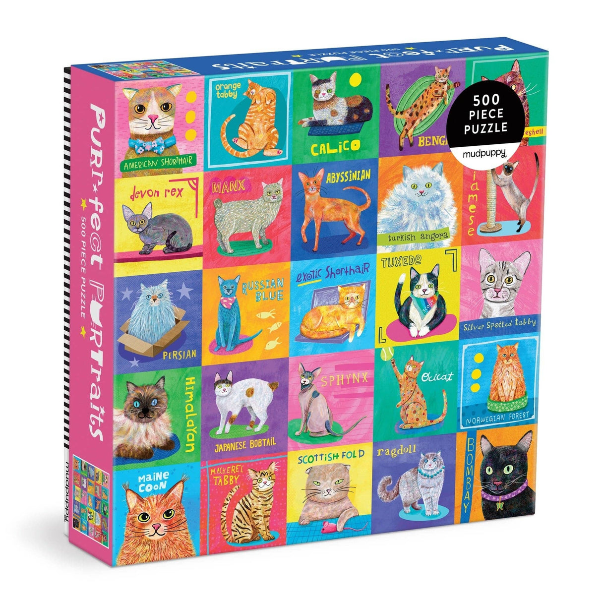 Mudpuppy - Purr-fect Portraits 500 Piece Family Puzzle
