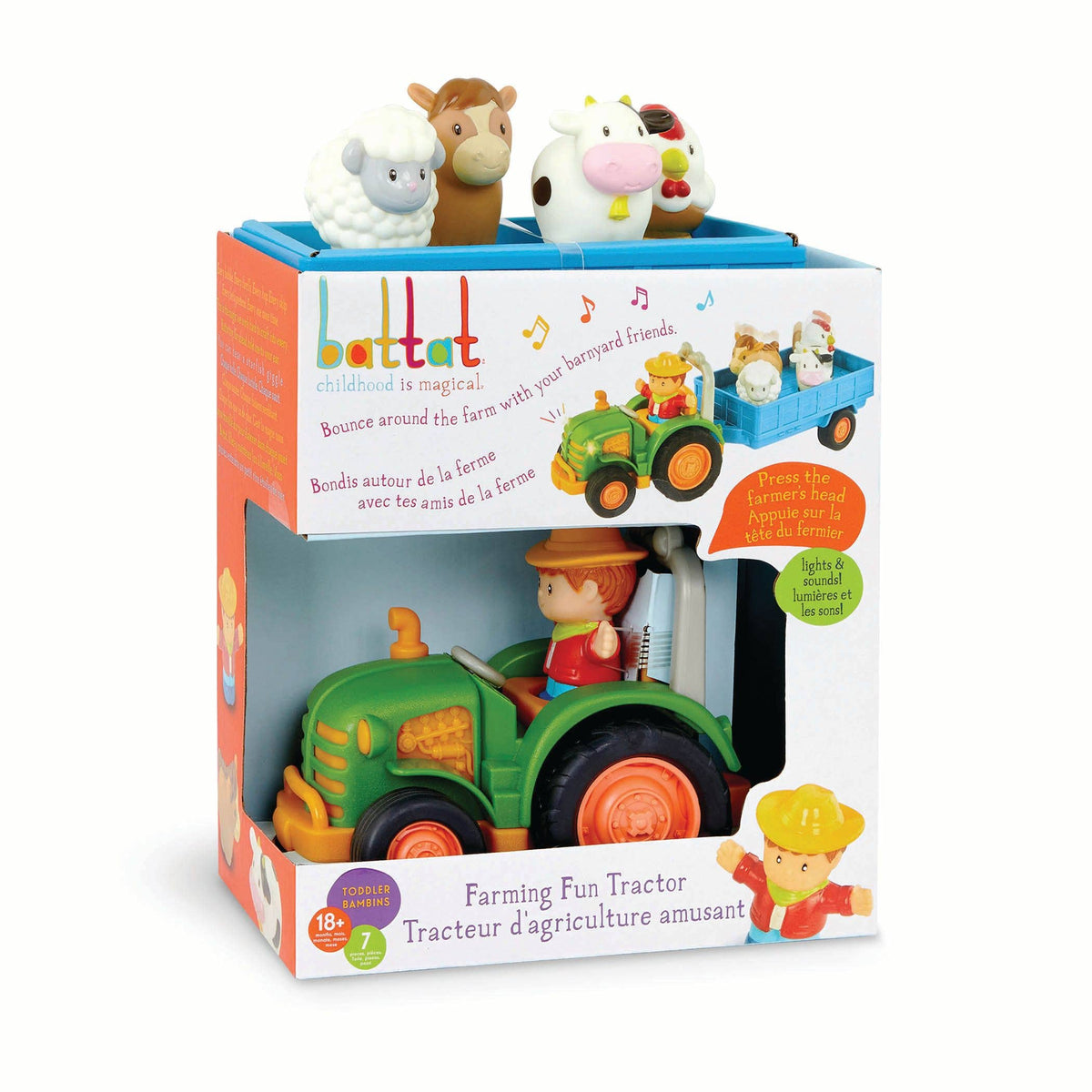 US Toy Company - Lights and Sounds Toy Tractor Playset by Battat