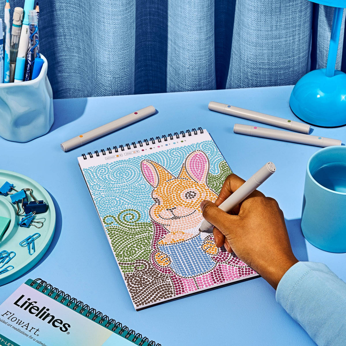 Lifelines FlowArt Dot-by-Letter, Cozy Companions - dotting a scene at a table
