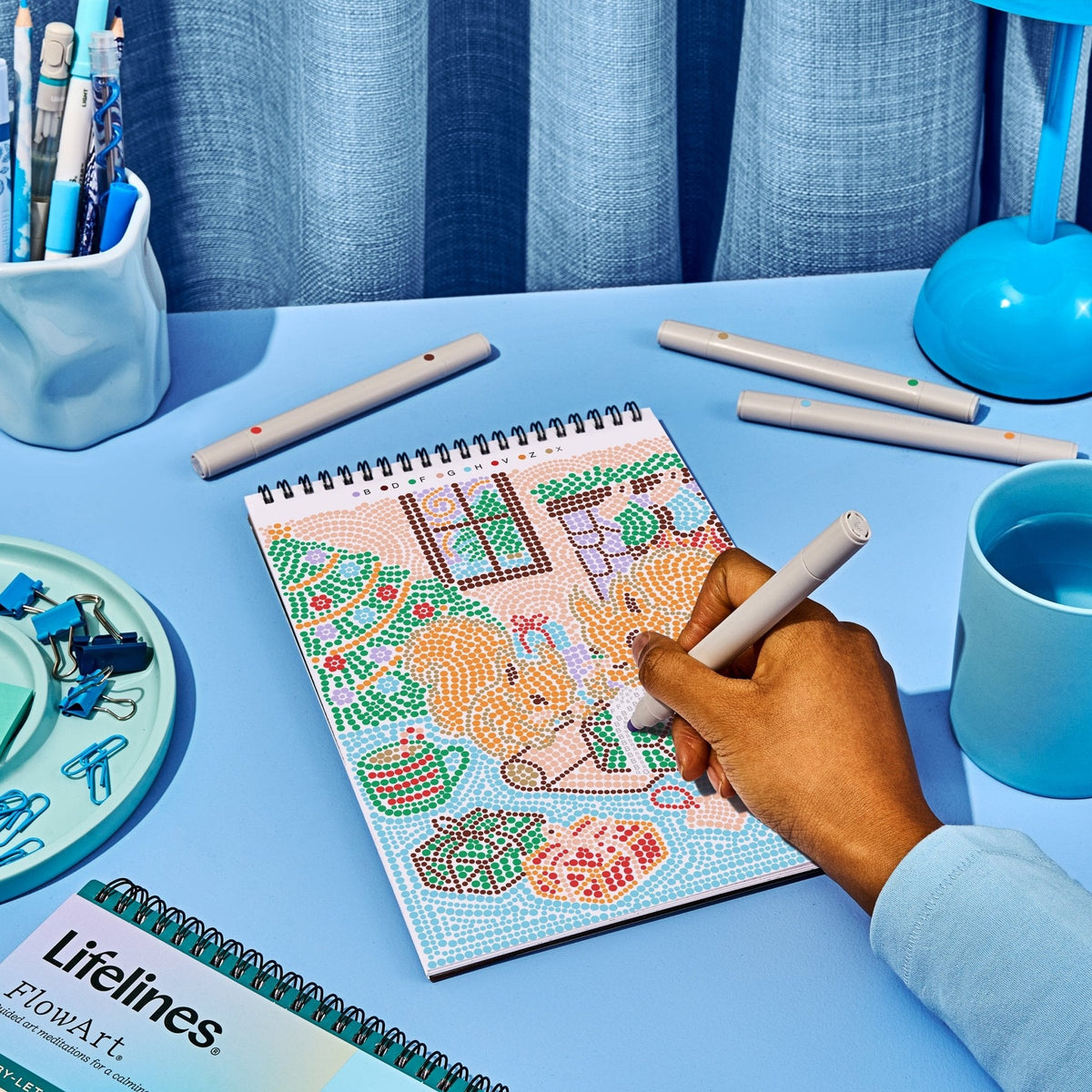 Lifelines FlowArt Dot-By-Letter, Holiday Helpers - dotting a scene at a table