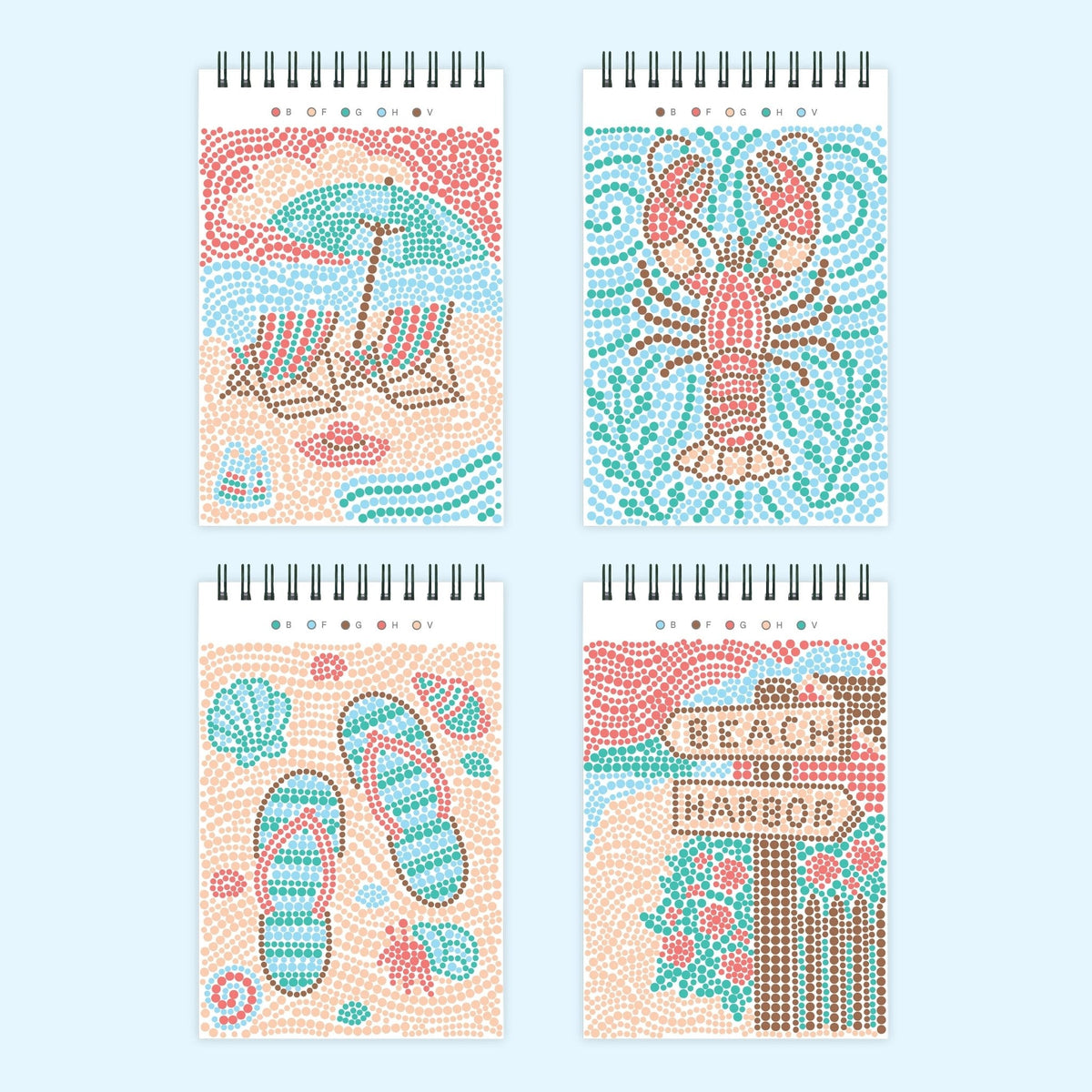 Lifelines FlowArt Mini Dot-by-Letter Coastal Calm - sample completed scenes