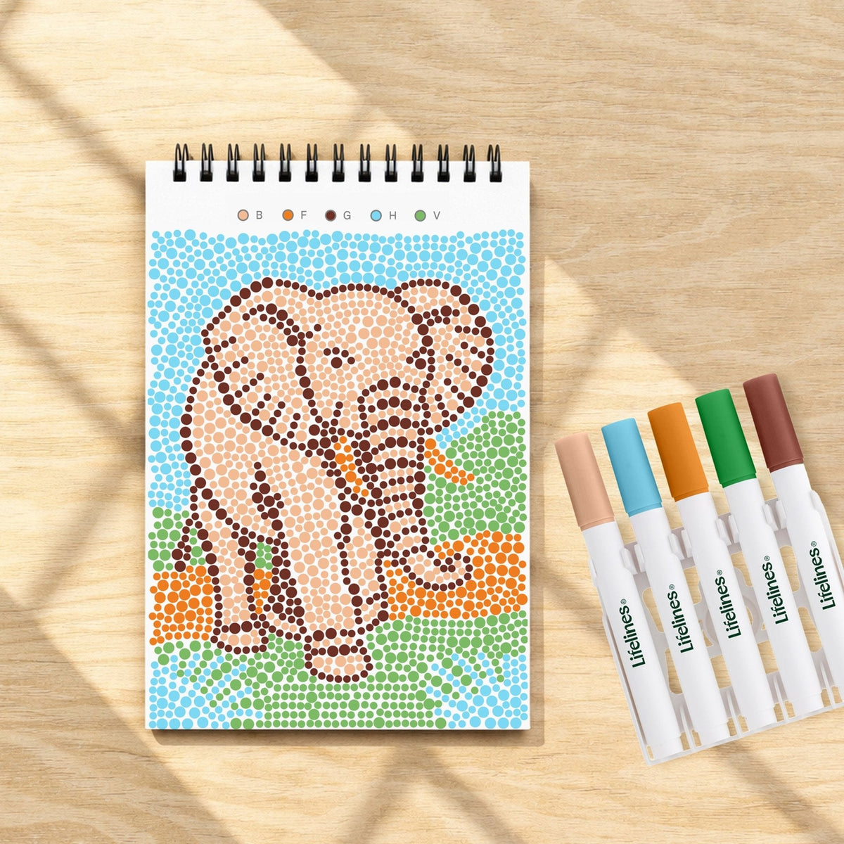 Lifelines FlowArt Mini Dot-by-Letter Into the Wild - completed scene with dot markers