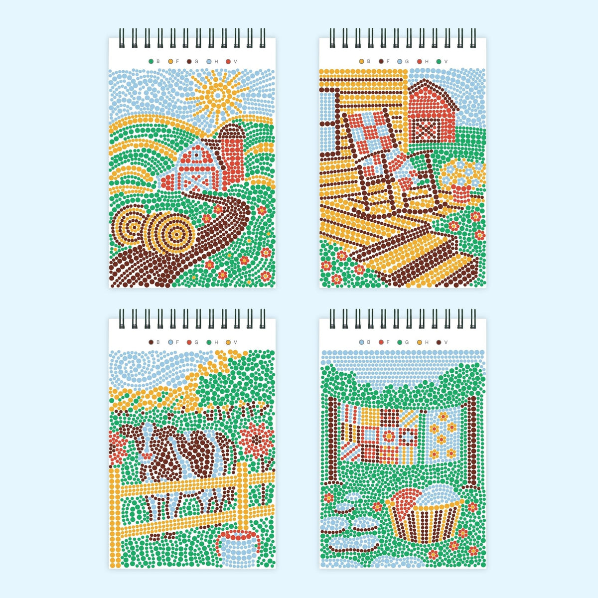 Lifelines FlowArt Mini Dot-by-Letter Small Town Serenity - sample completed scenes