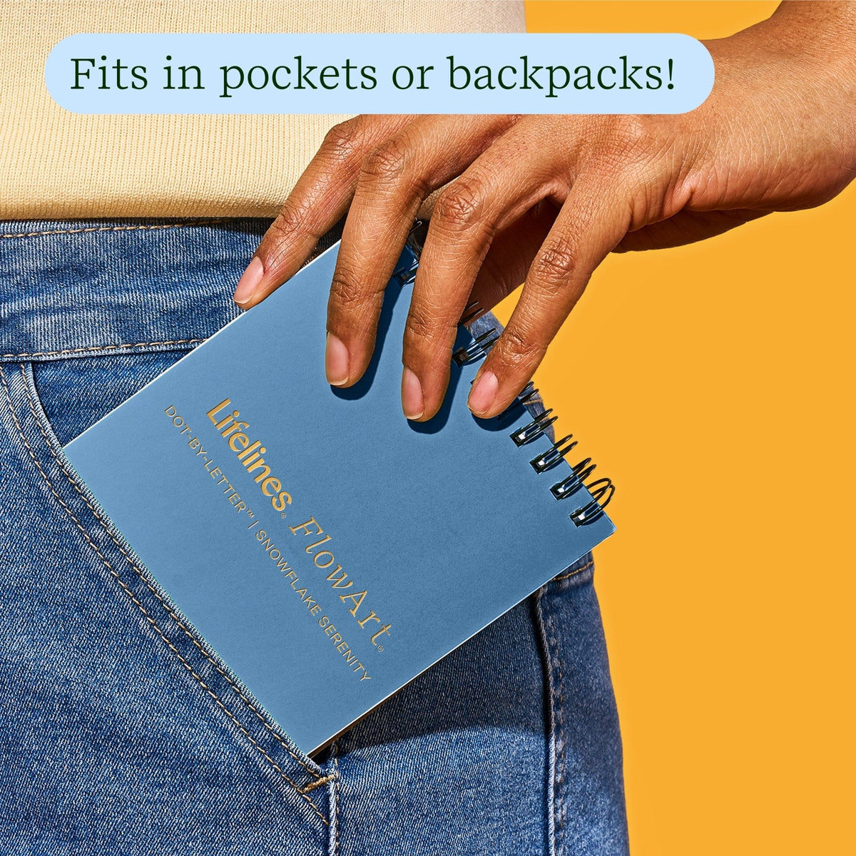 Lifelines FlowArt Mini Dot-by-Letter Snowflake Serenity Metallic Ink - pad fits in pockets or backpacks