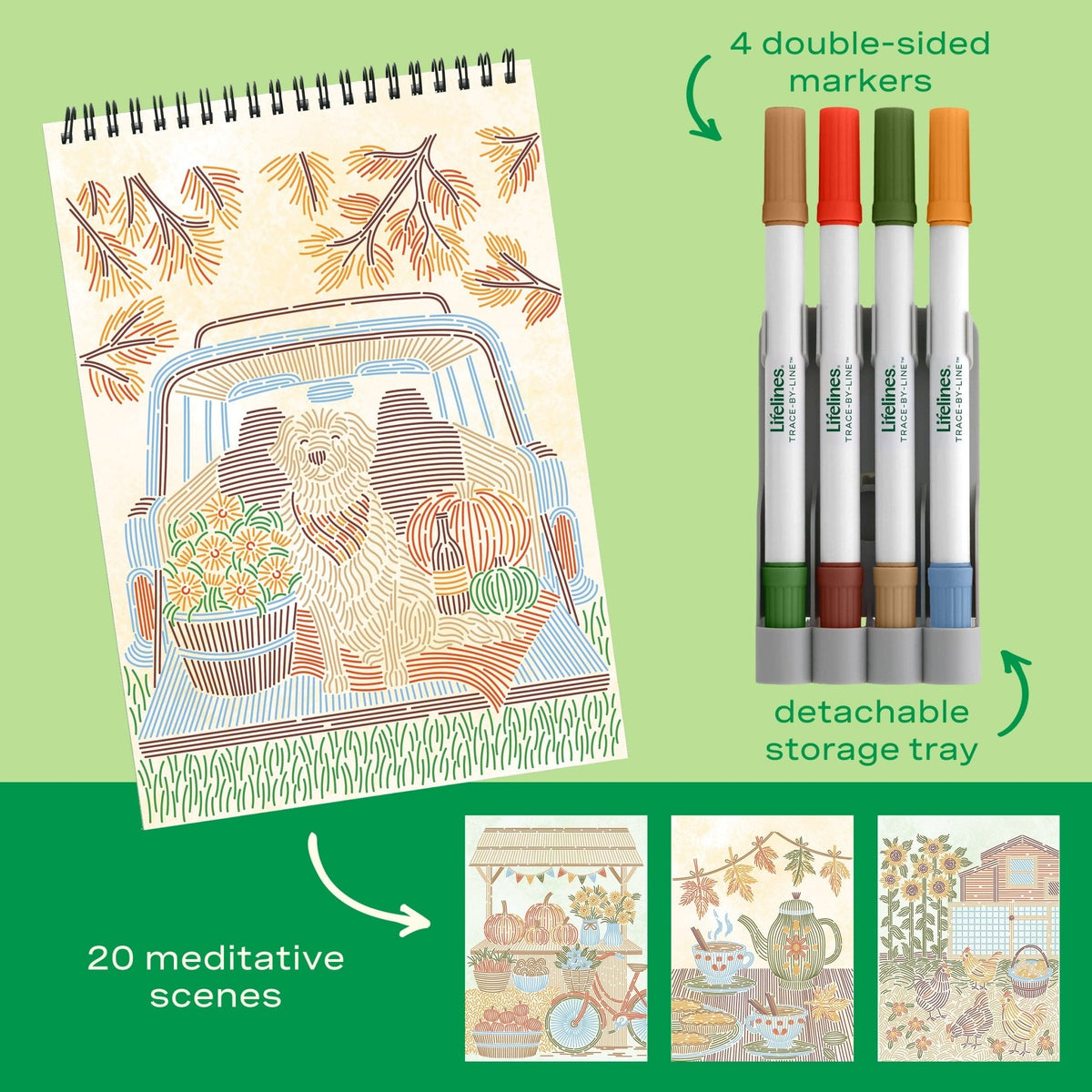 Lifelines FlowArt Trace-by-Line Fall Harvest art pad - inside scene 1