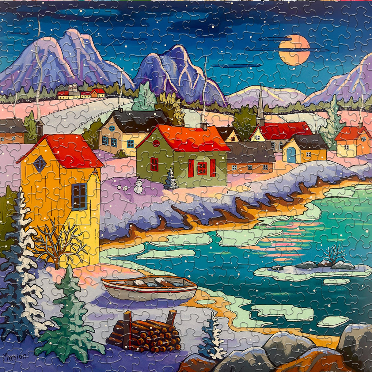 Springbok Moonlit Winter Village Limited Release 500 Piece