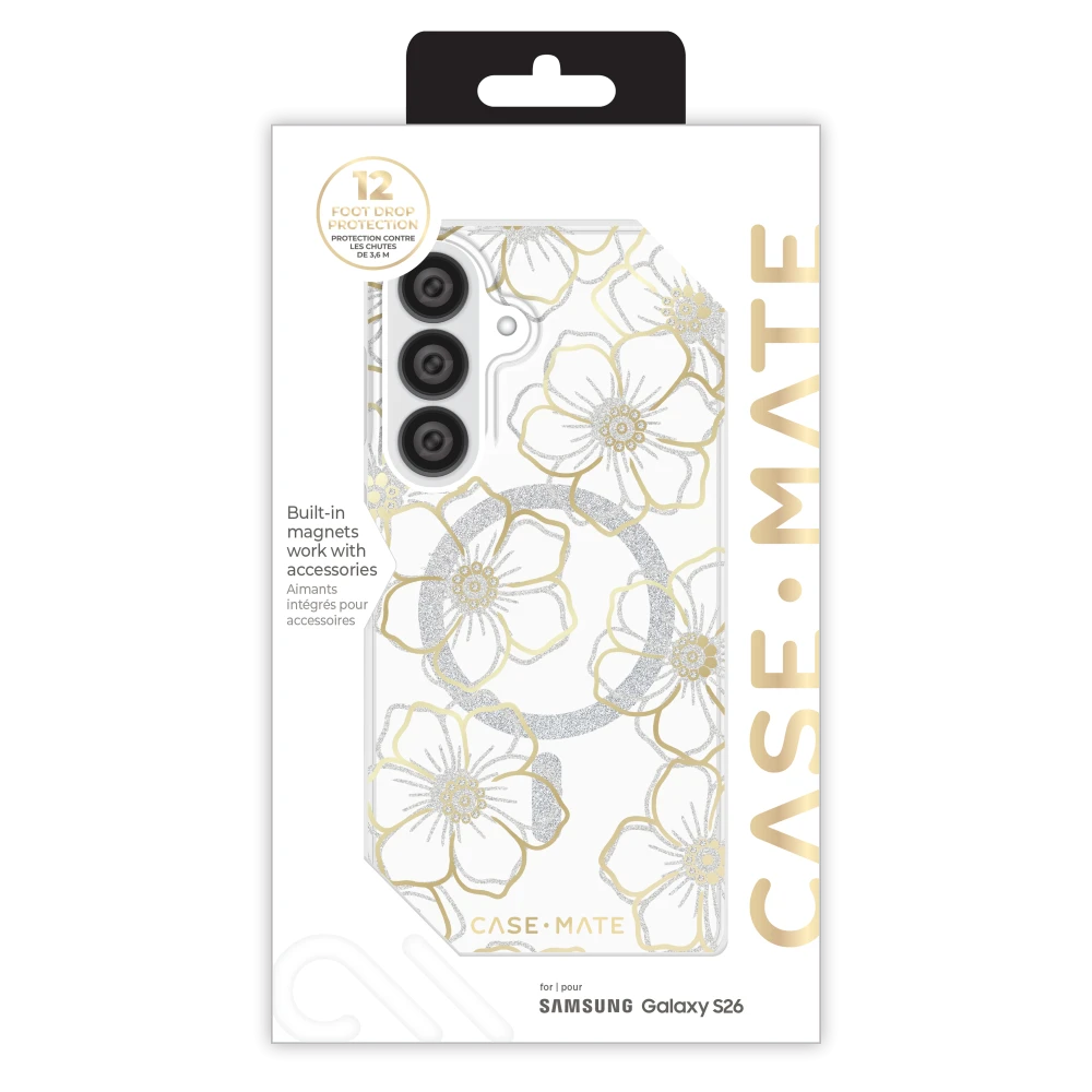 Case-Mate - Floral Gems Case with Magnet for Samsung Galaxy S26 - Gold