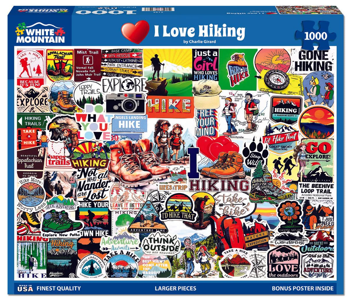 White Mountain Puzzles - I Love Hiking - 1000 Piece Jigsaw Puzzle