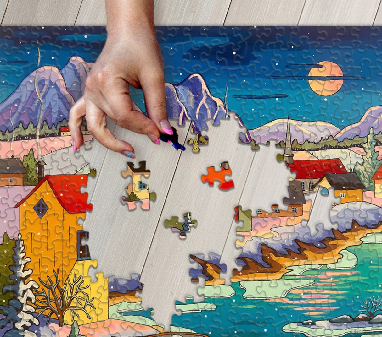 Springbok Moonlit Winter Village Limited Release 500 Piece