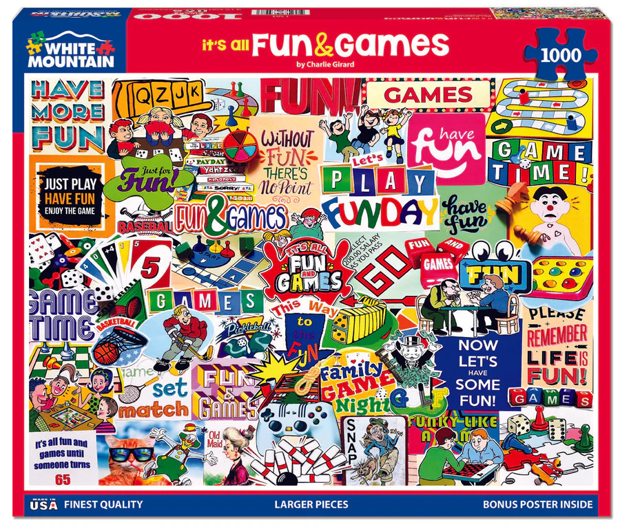 White Mountain Puzzles - It’s All Fun & Games (1902pz) - 1000 Piece Jigsaw Puzzle