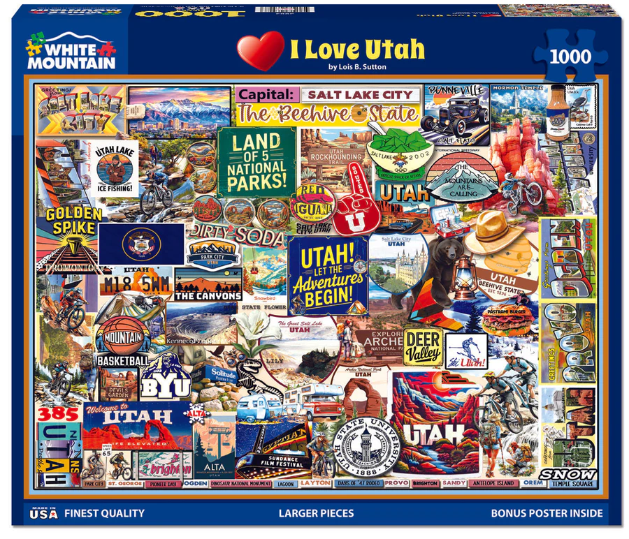 White Mountain Puzzles - I Love Utah (2083pz) - 1000 Piece Jigsaw Puzzle