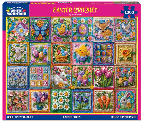 White Mountain Puzzles - Easter Crochet (2096pz) - 1000 Piece Jigsaw Puzzle