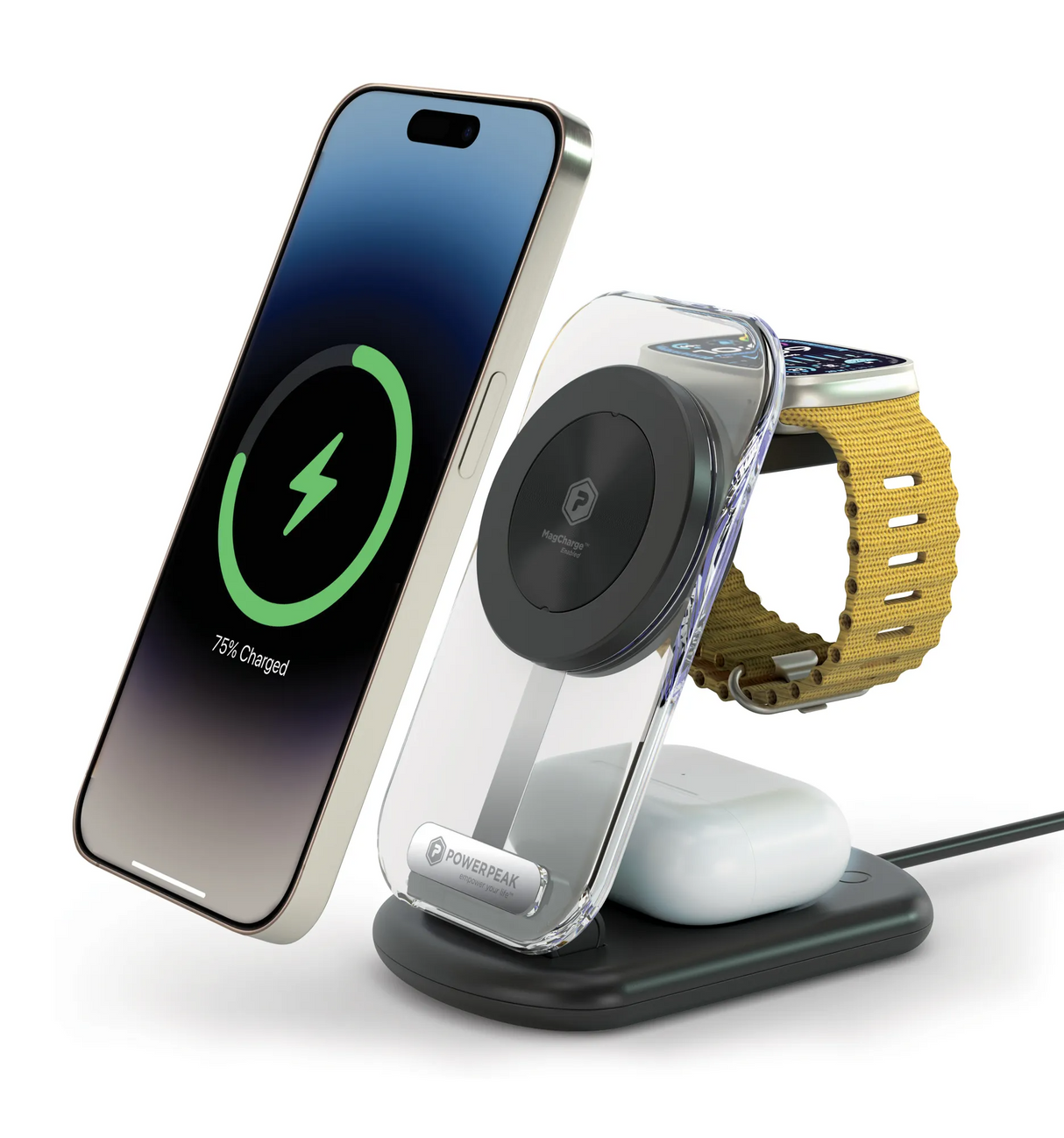 PowerPeak 3-in-1 Folding MagCharge Wireless Charging Station - 15W