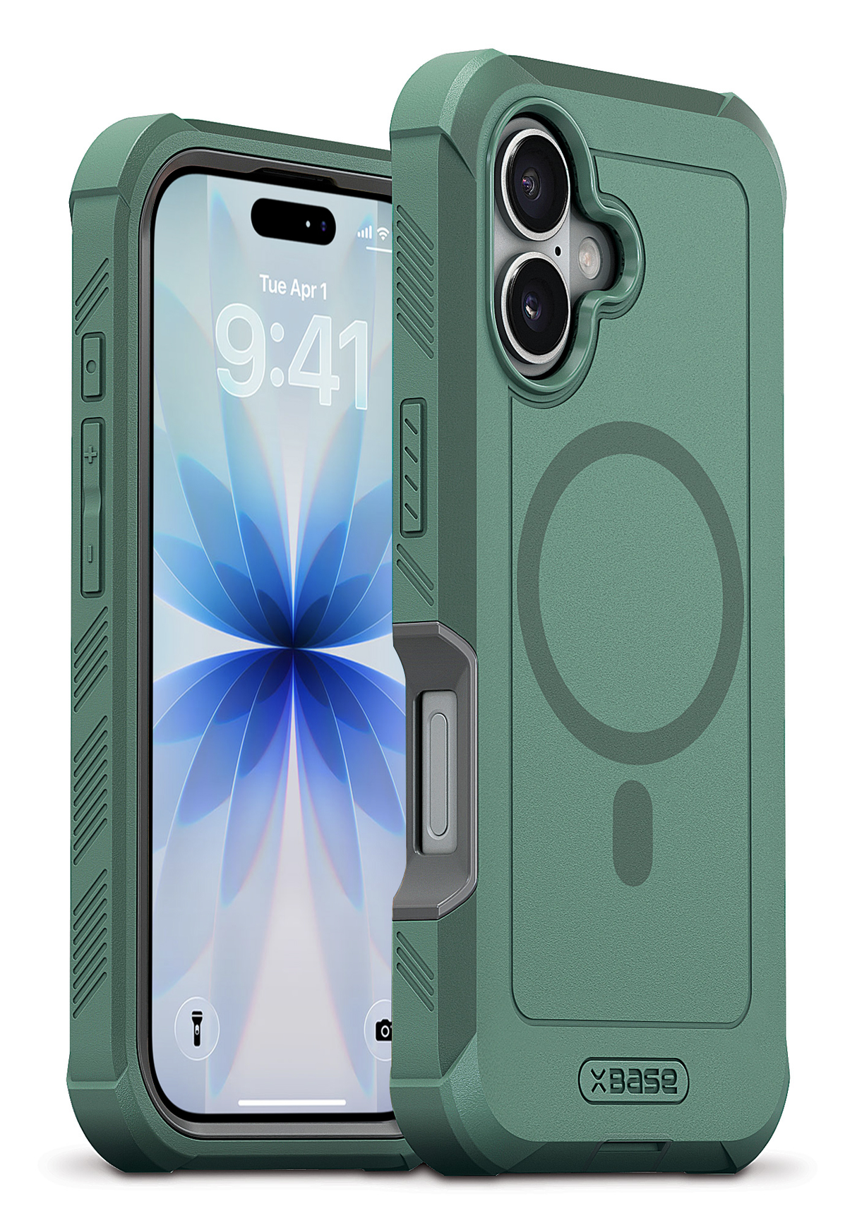 xBase iPhone 17 - Boulder MagSafe Heavy-Duty Co-Molded Rugged Protective Case - Green