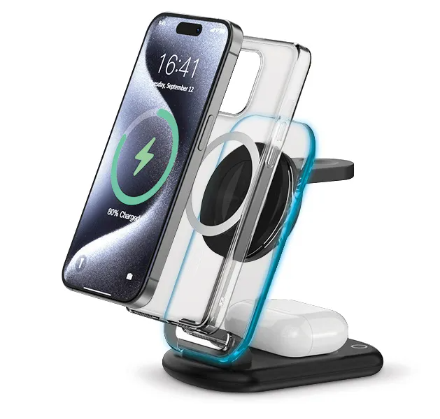 PowerPeak 3-in-1 Folding MagCharge Wireless Charging Station - 15W