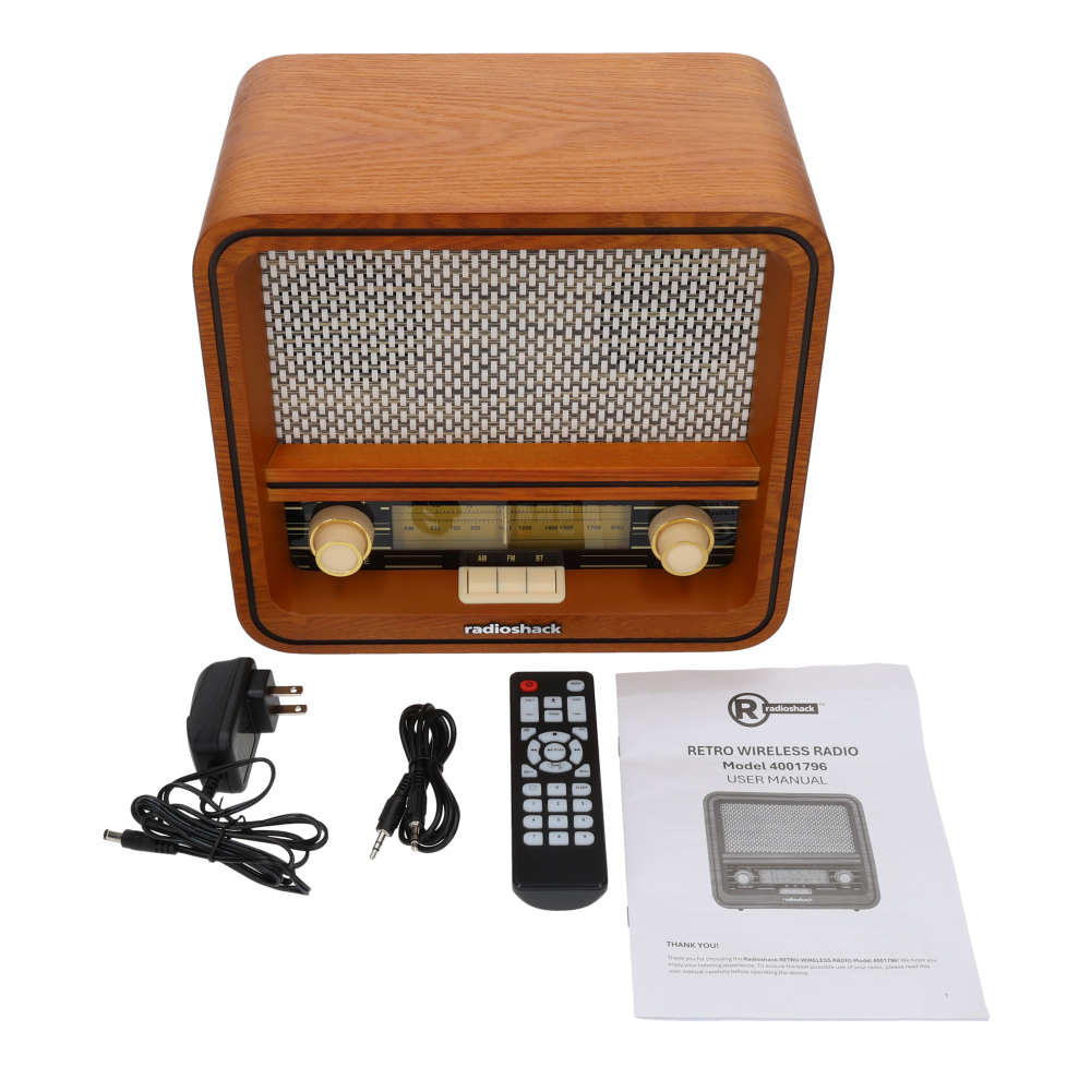 RadioShack Retro AM FM Radio 4001796 Bluetooth Dual Speakers Vintage Design