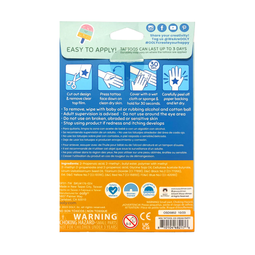 Tattoo-Palooza x Suzy Ultman: Temporary Tattoos Mini Pack - Ice Cream Party