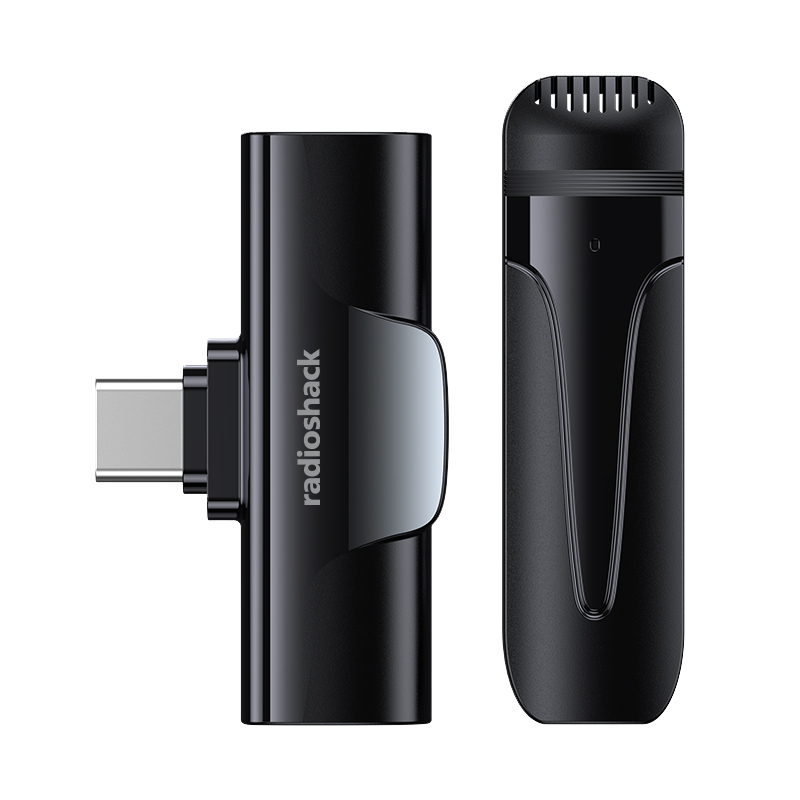 RadioShack USB-C Wireless Microphone Black for Recording and Streaming