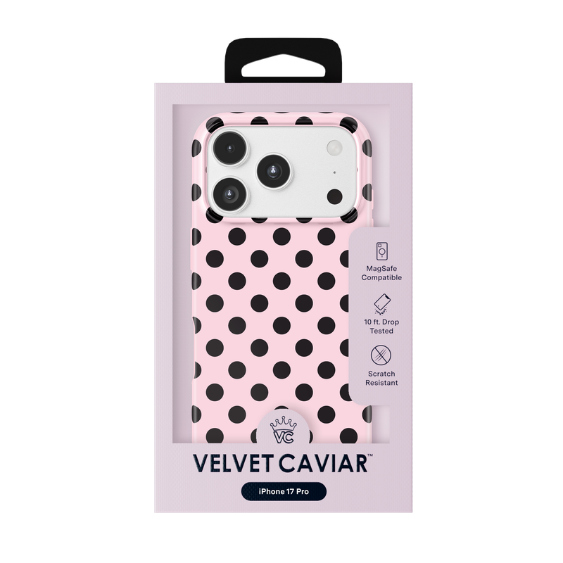 VELVET CAVIAR - MagSafe Case for Apple iPhone 17 Pro - Princess Pink Polka Dot
