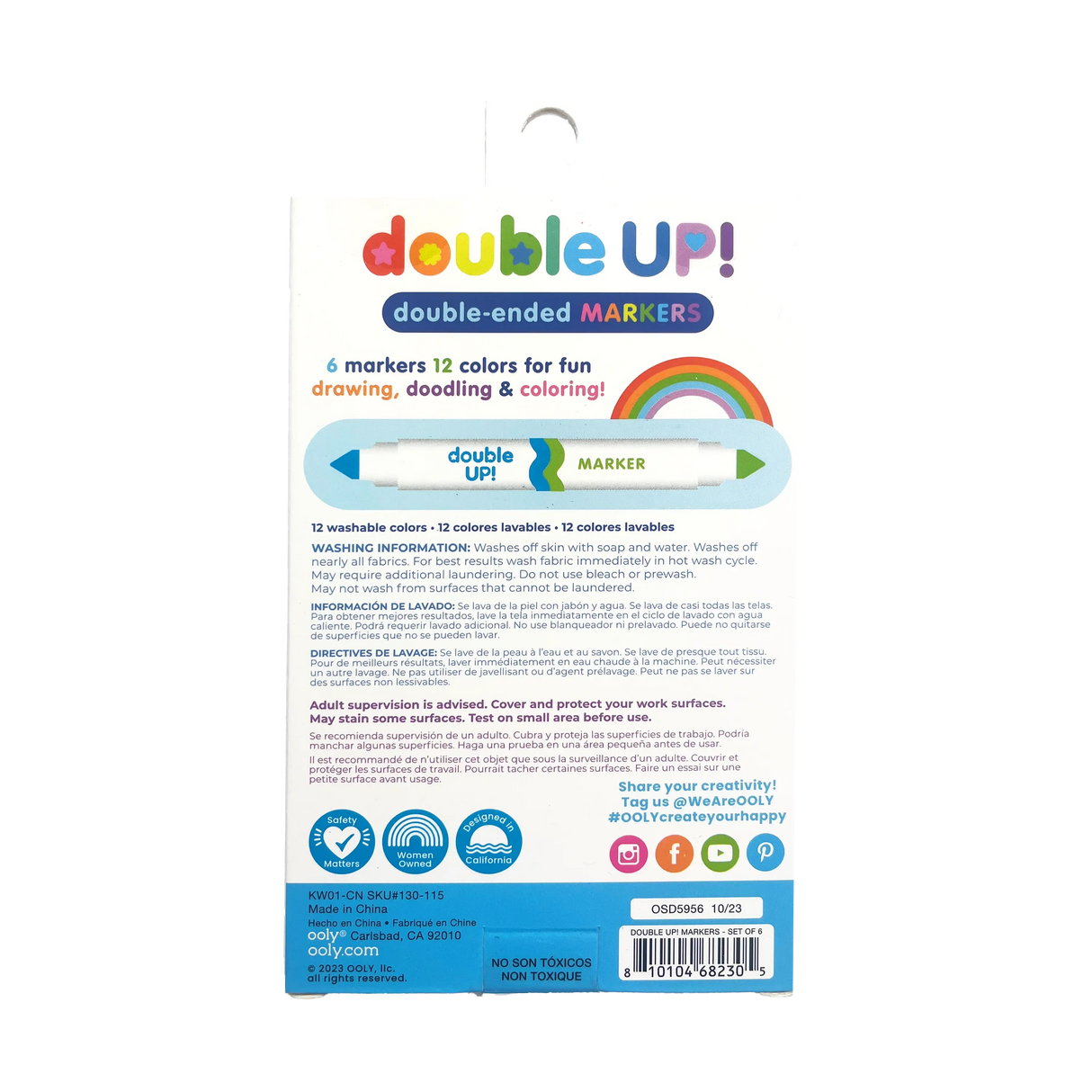 Double Up! Double-Ended Markers - 12 Colors - Set of 6