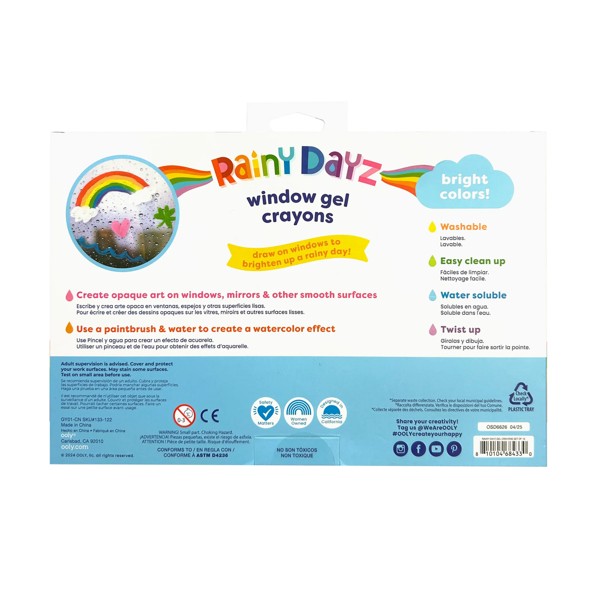 Rainy Dayz Window Gel Crayons - Set of 10