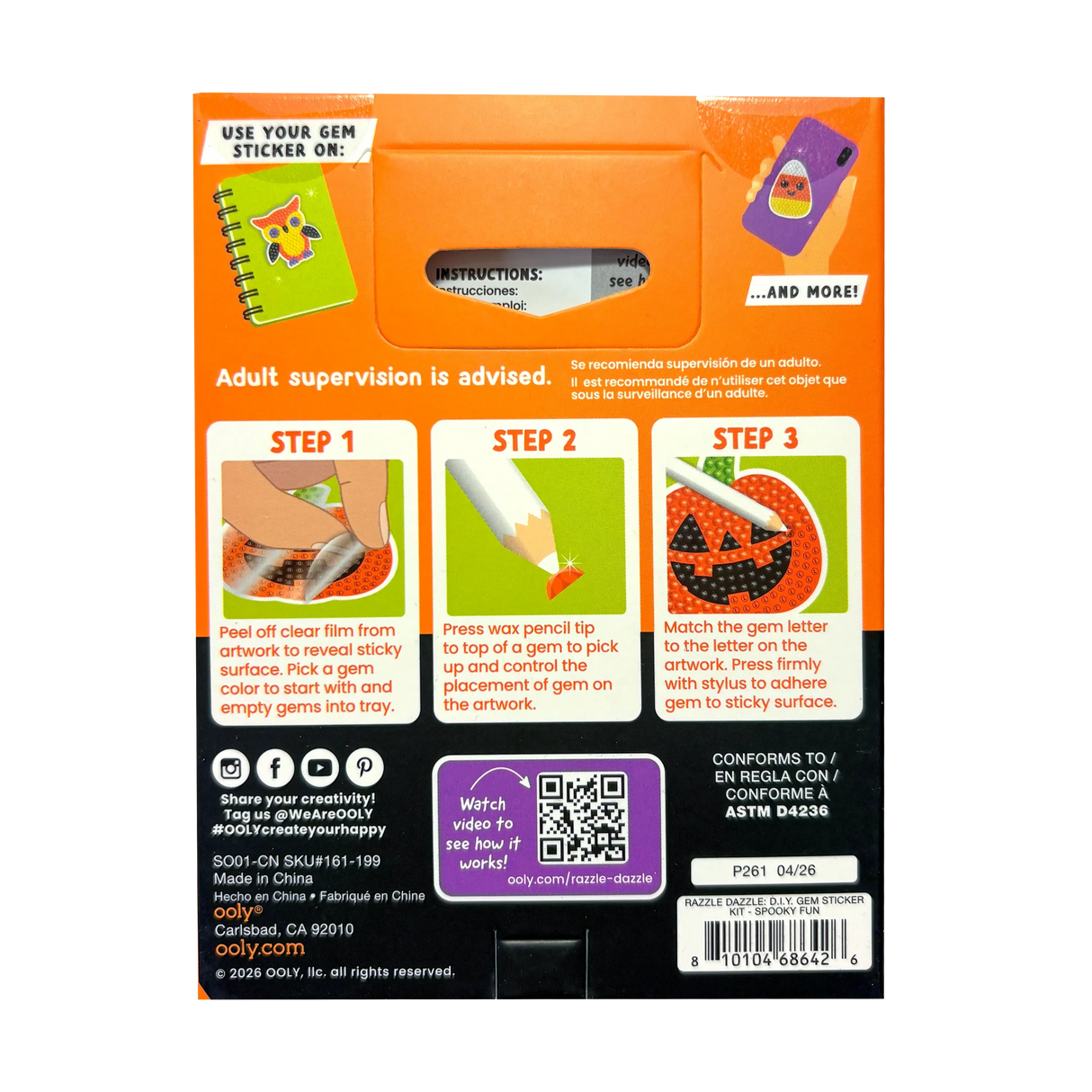 Razzle Dazzle Mini DIY Gem Sticker Kit - Spooky Fun - 8 Stickers