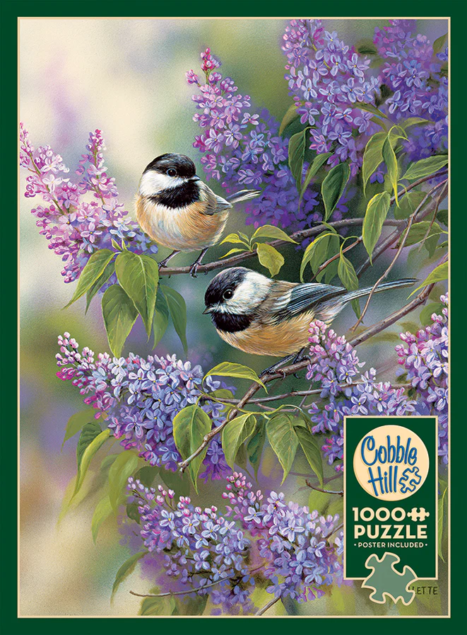 Cobble Hill Chickadees and Lilacs | 1000 Piece Puzzle