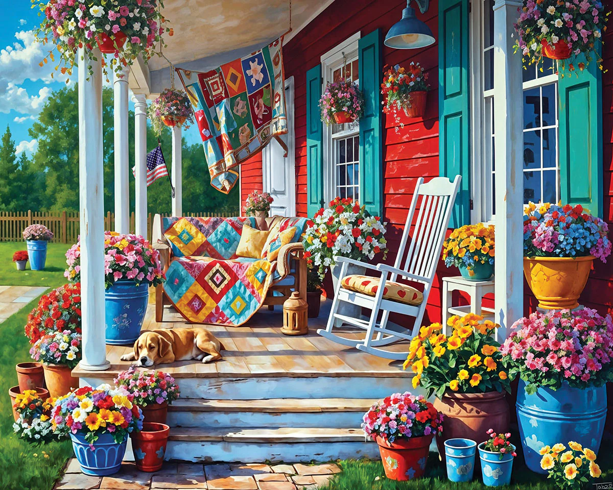 White Mountain Puzzles - Summer Porch (2106pz) - 1000 Piece Jigsaw Puzzle