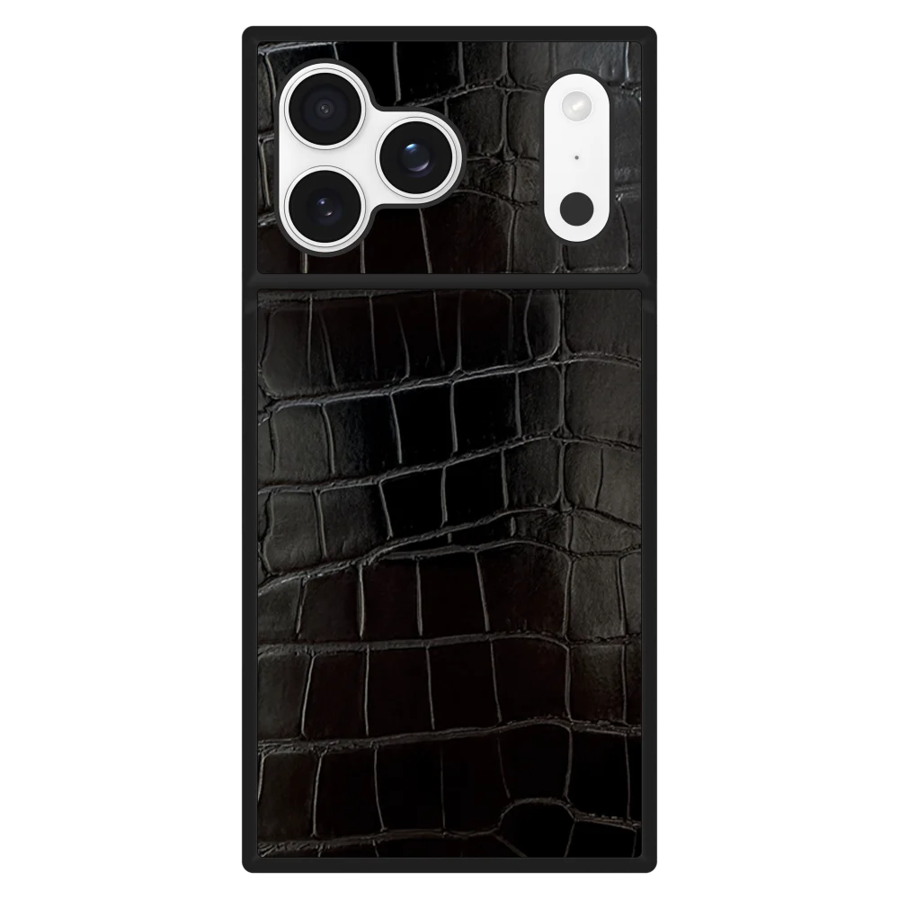 Flaunt - Square Faux Leather MagSafe Case for Apple iPhone 17 Pro Max - Black Crocodile