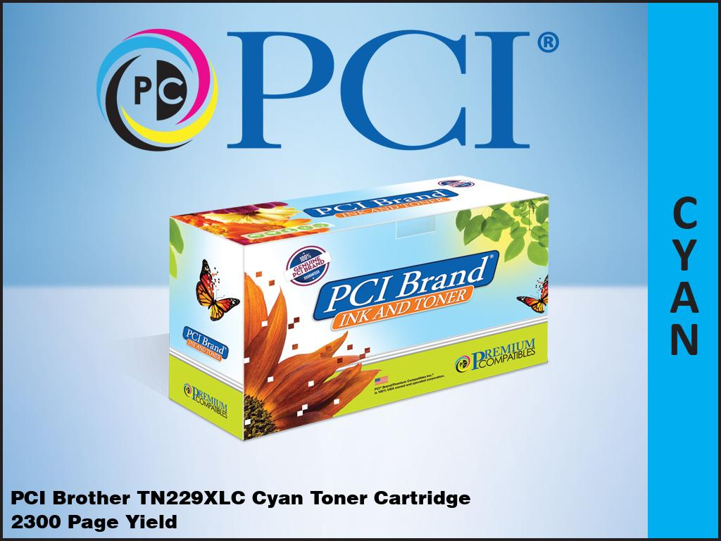 PCI Brand Brother TN229XLC Cyan Toner 2.3K Yield
