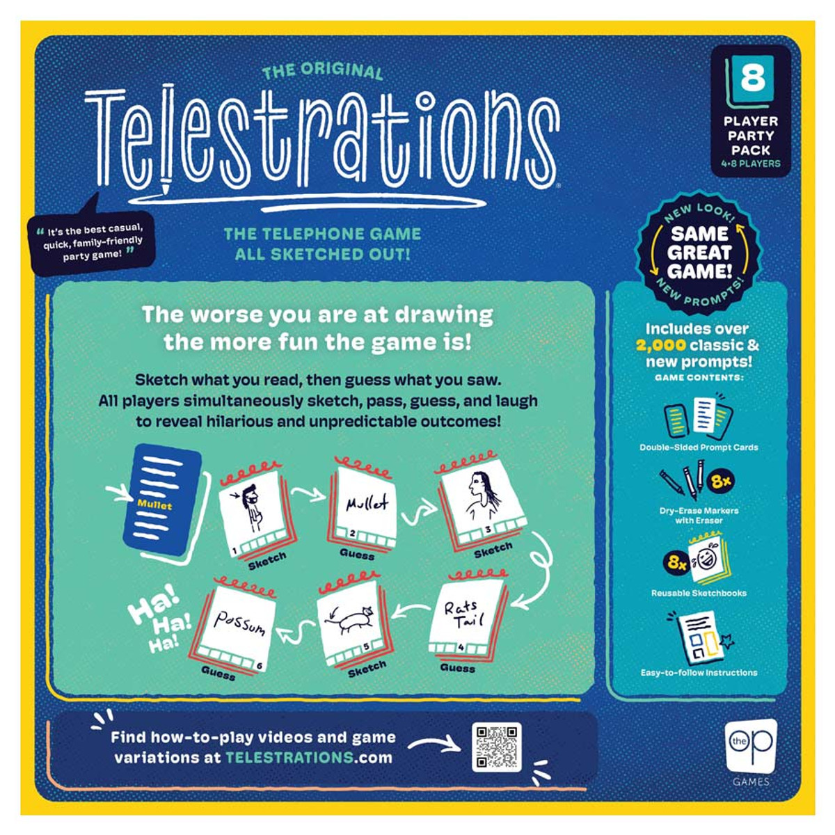 Telestrations Original 8-Player | Family Board Game | A Fun Game for Kids and Adults | Game Night Just Got Better | The Telephone Game Sketched Out | Ages 12+