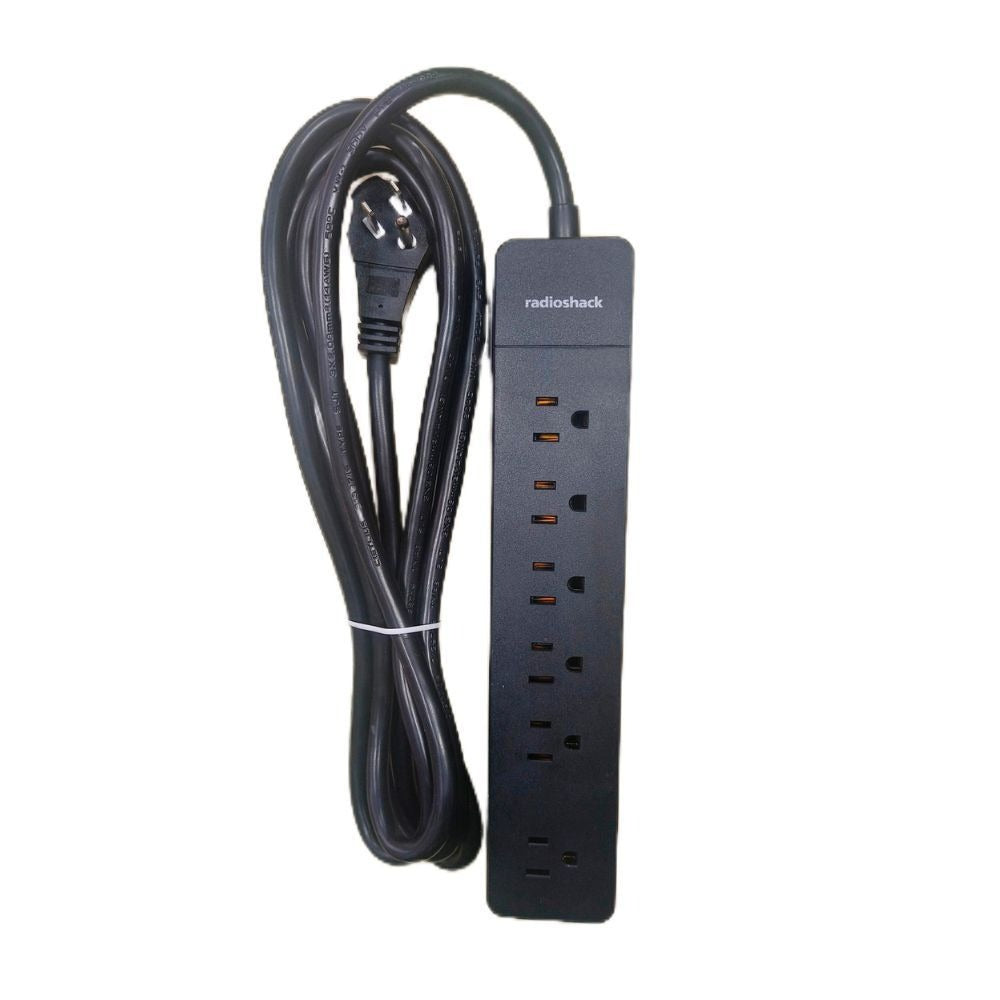 RadioShack 6 Outlet Power Strip with 2 USB-A inputs 5V and 90J Surge Protector 6100855