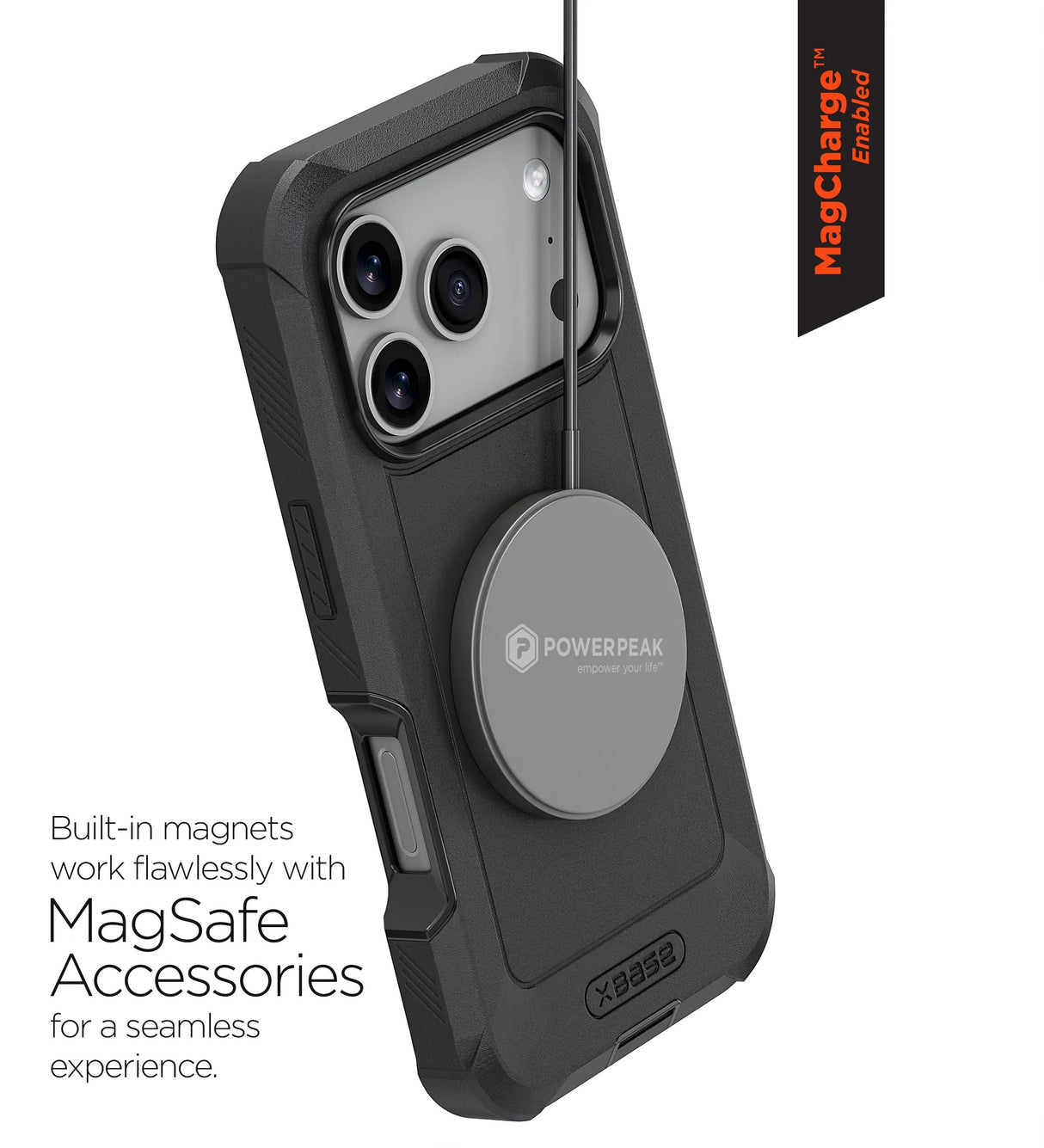 xBase iPhone 17 Pro Max Boulder MagSafe HD Rugged Protective Case w/Belt Clip Holster Black