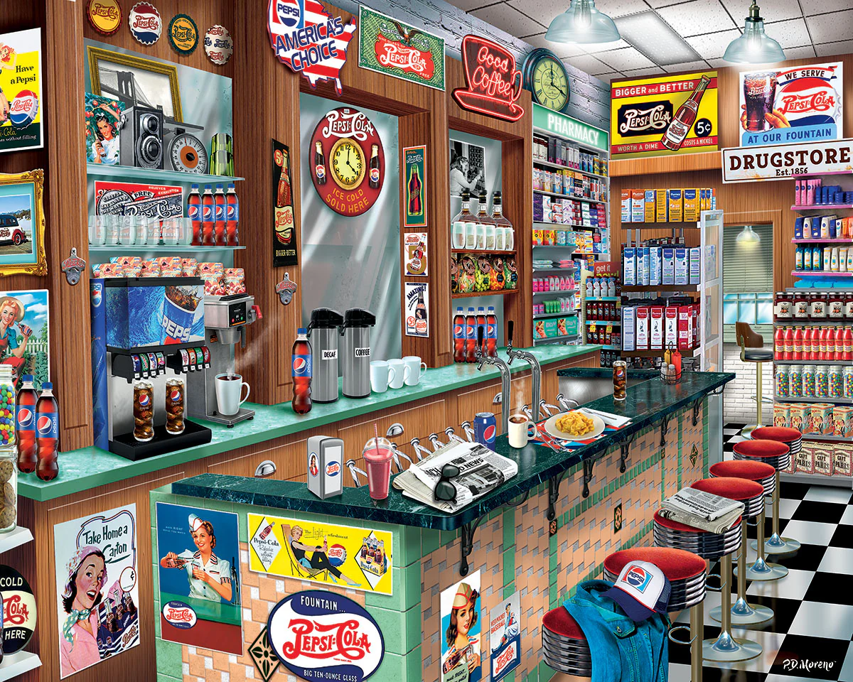 White Mountain Puzzles - Pepsi Soda Fountain (1828pz) - 1000 Piece Jigsaw Puzzle