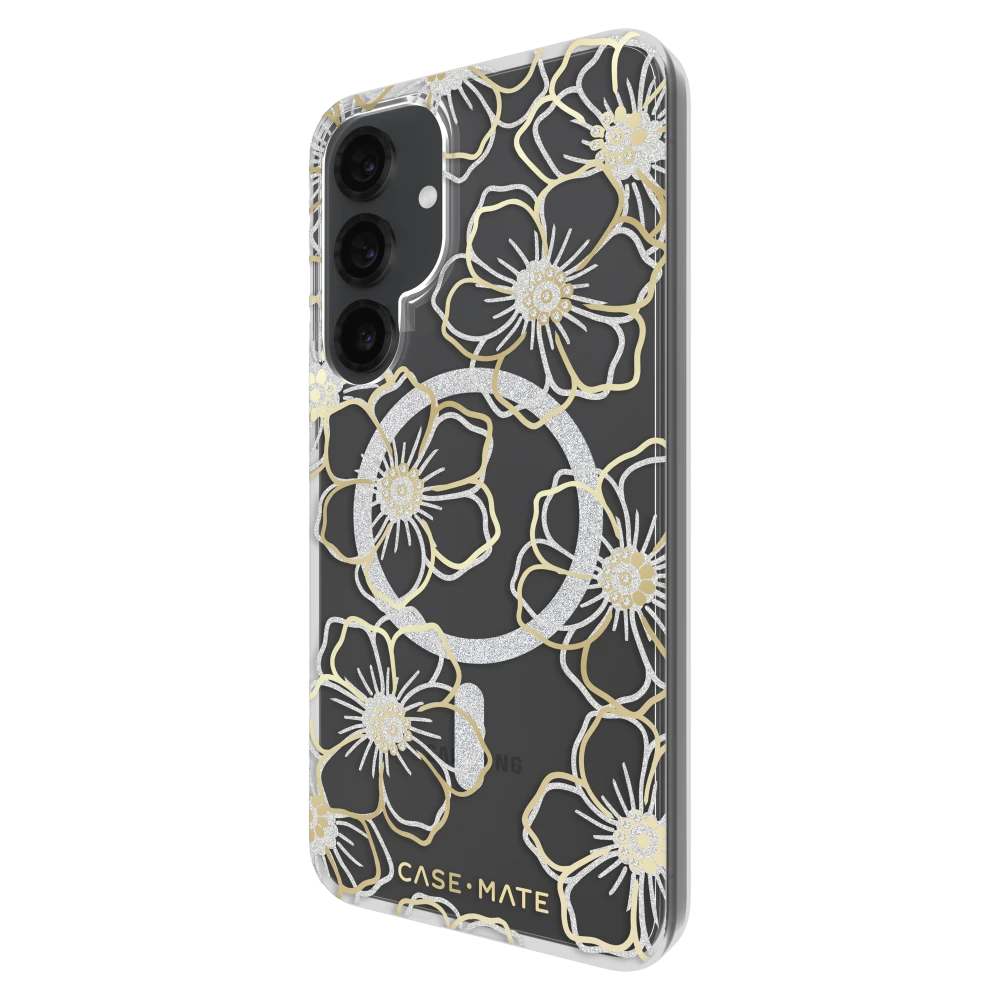 Case-Mate - Floral Gems Case with Magnet for Samsung Galaxy S25 Plus - Gold