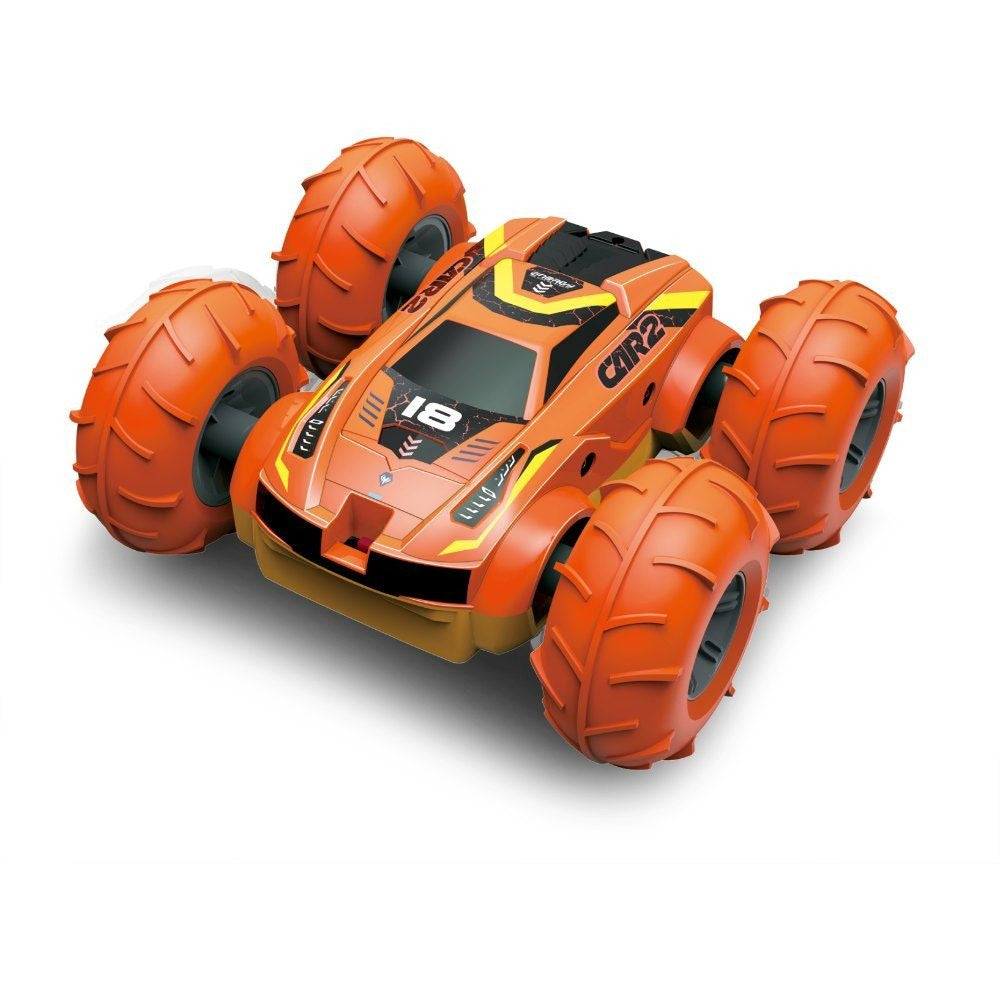 Off- Road Amphibious RC Stunt Car – 4WD, Waterproof, 7.5 mph, 131 ft Range, 360° Spins, 20 Min Playtime, USB Rechargeable, Orange